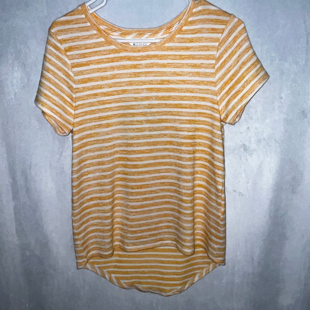 Market & Spruce Yellow Striped Short Sleeve Shirt New XS